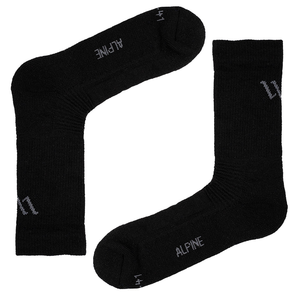 Alpine Merino Wool Hiking Socks For Milder Climates Black