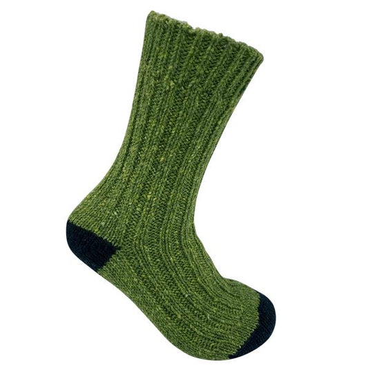 Tweed Wool Socks For Hiking / Wellington / Lounging Socks | Dark Green | Men (UK 7-11)