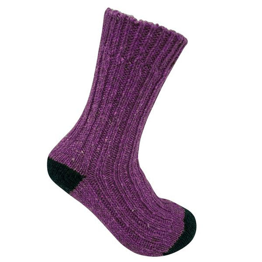 Tweed Wool Socks For Hiking / Wellington / Lounging Socks | Lilac Purple | Women (UK 4-7)