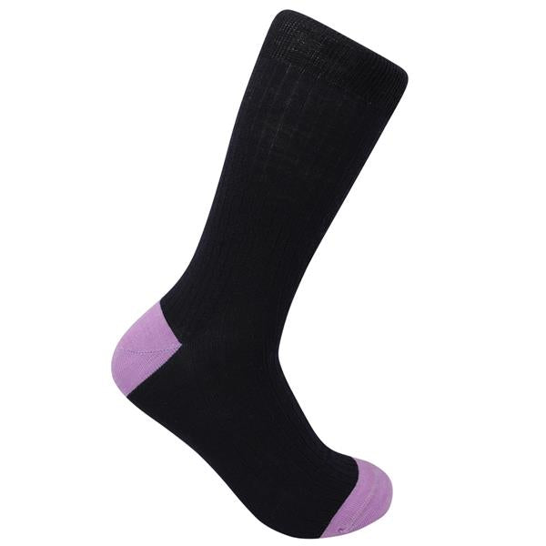 Wild Atlantic Sock Collection Luxury Wool Ribbed Socks Navy/Lilac | Men