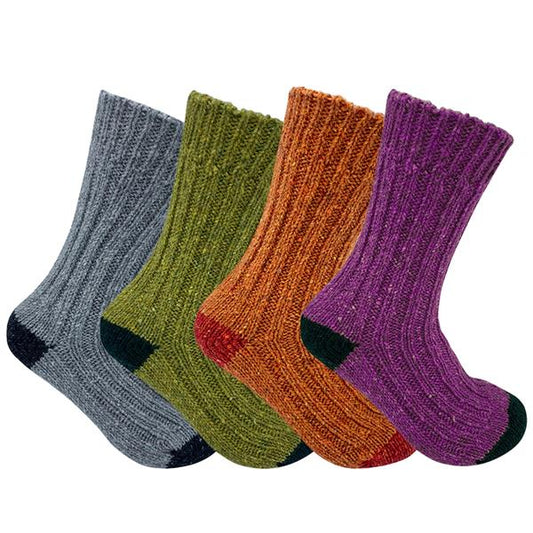 Tweed Wool Socks For Hiking / Wellington / Lounging Socks (4 Pack - Womens Bundle)