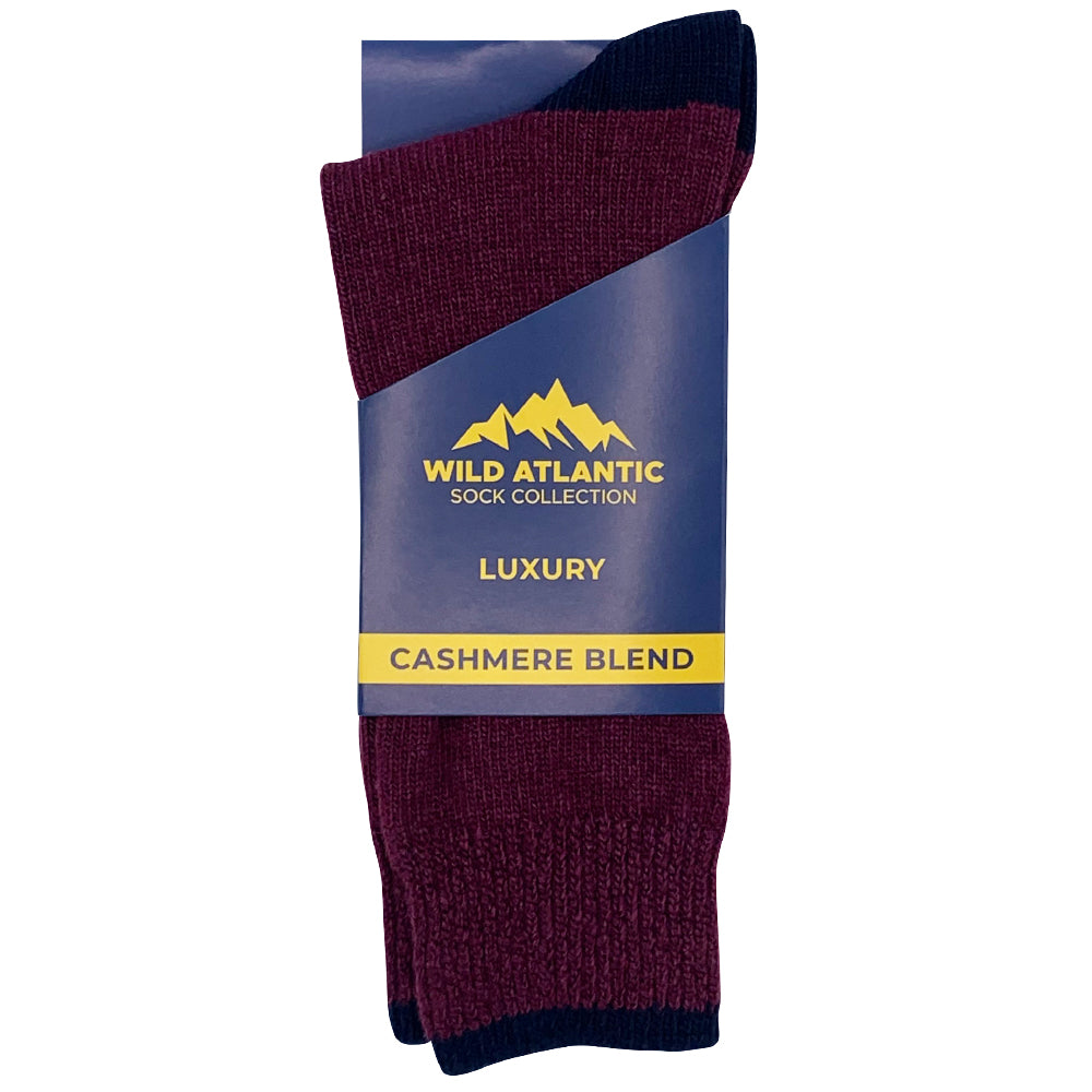 Luxury Cashmere Blend Socks Burgundy | Mens (UK 7-11)