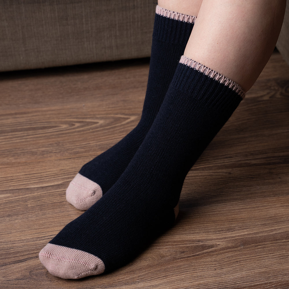 Luxury Cashmere Blend Socks Navy | Women (UK 4-7)