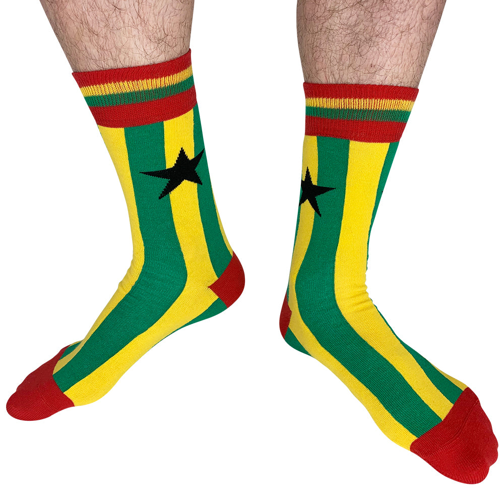 Ghana- Home 80S | Retro Shirt Socks | Green /  Yellow | Size UK 7 - 11