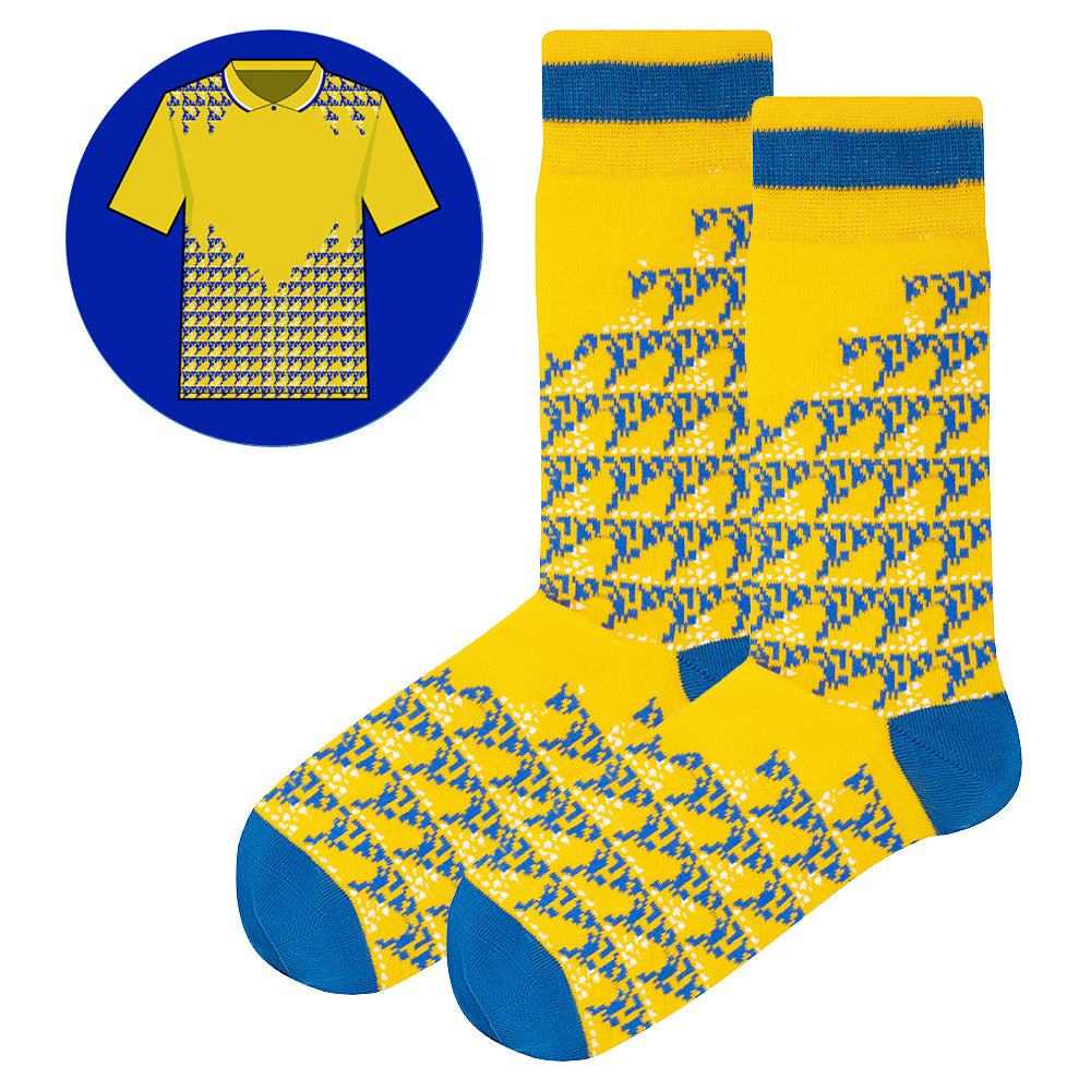 Leeds - Away 94 | Retro Shirt Socks | Yellow | Size UK 7 - 11