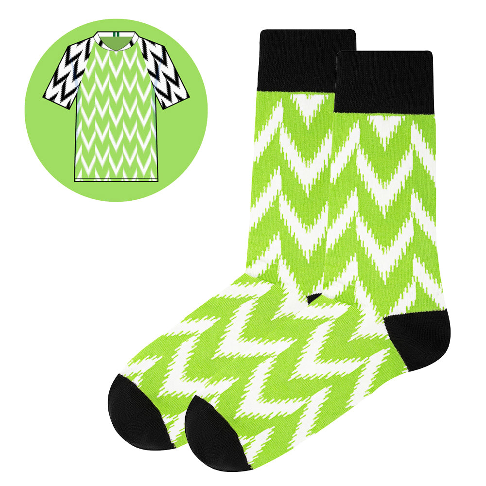 Nigeria - Home 2018 | Retro Shirt Socks | Green / White | Size UK 7 - 11