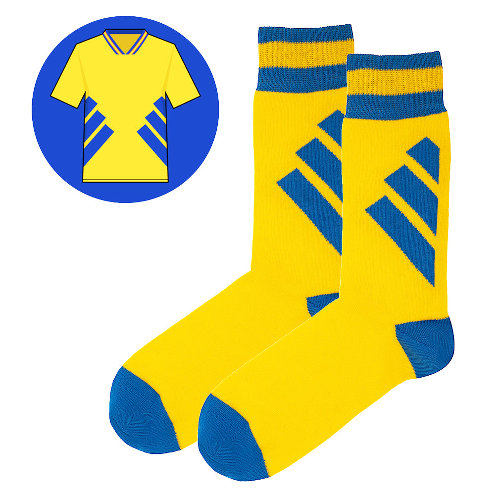 Sweden - Home 94 | Retro Shirt Socks | Yellow / Blue | Size UK 7 - 11