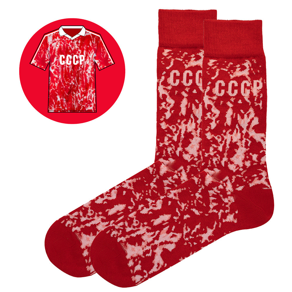 USSR - Home 90 | Retro Shirt Socks | Red / White Dash | Size UK 7 - 11
