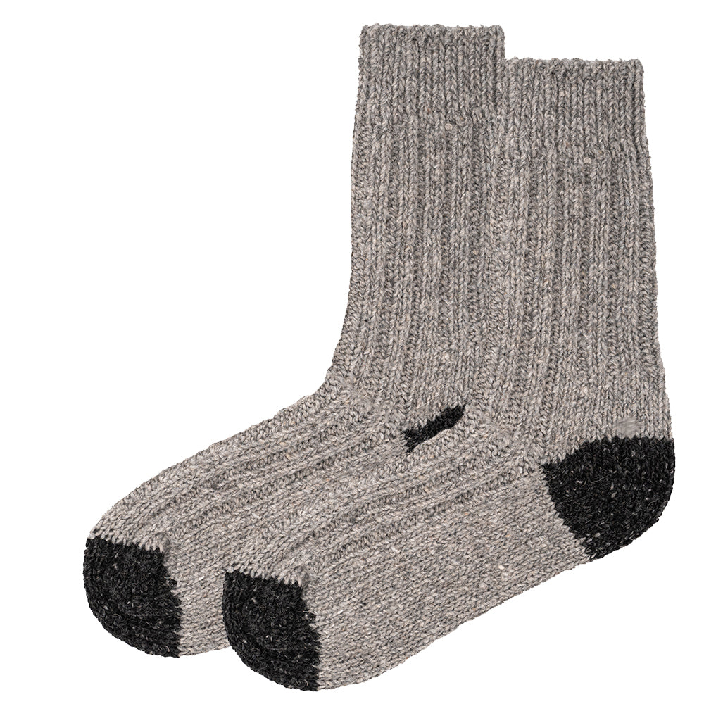 Tweed Wool Socks For Hiking / Wellington / Lounging Socks | Dark Grey | Women (UK 4-7)