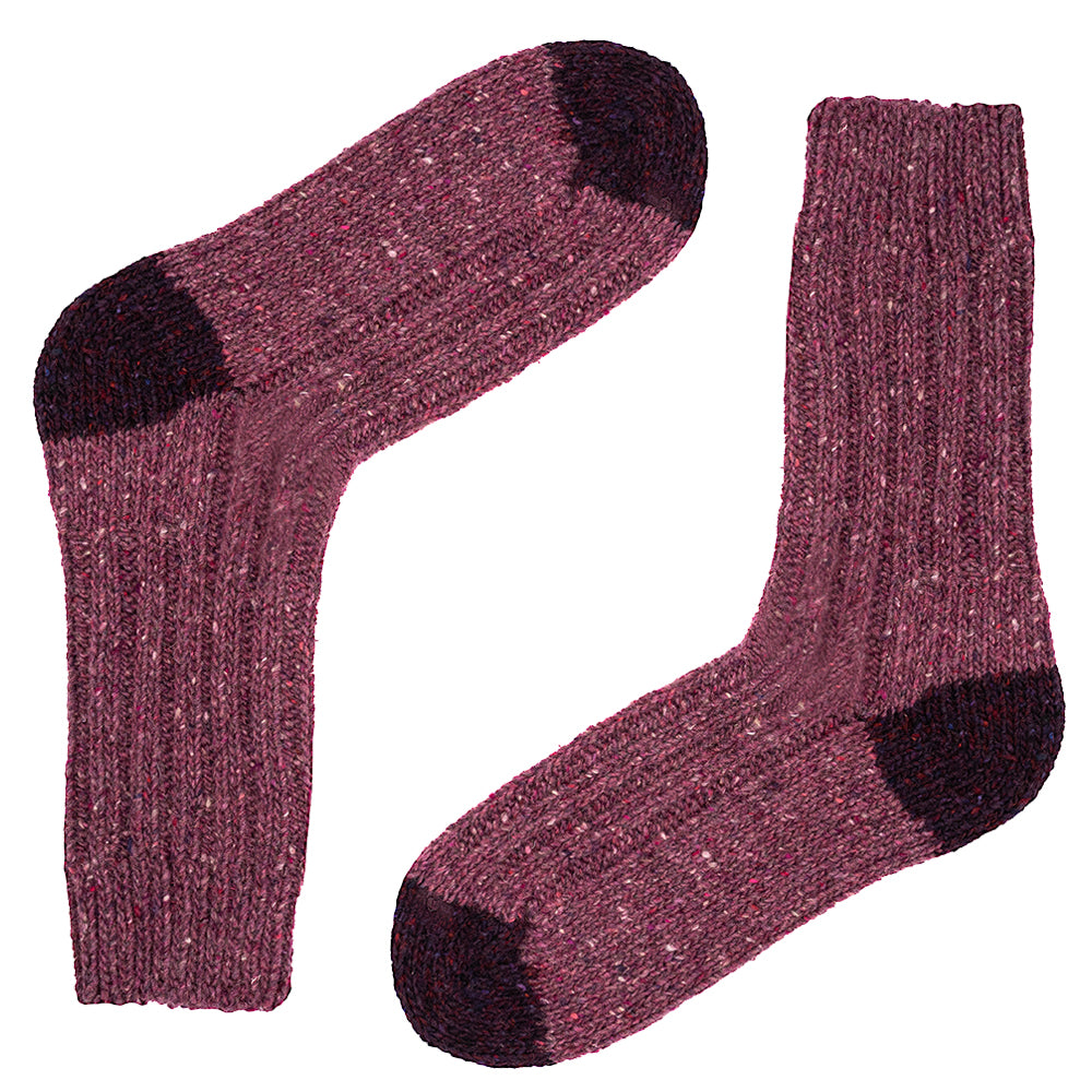 Tweed Wool Socks For Hiking / Wellington / Lounging Socks | Lilac Purple | Women (UK 4-7)