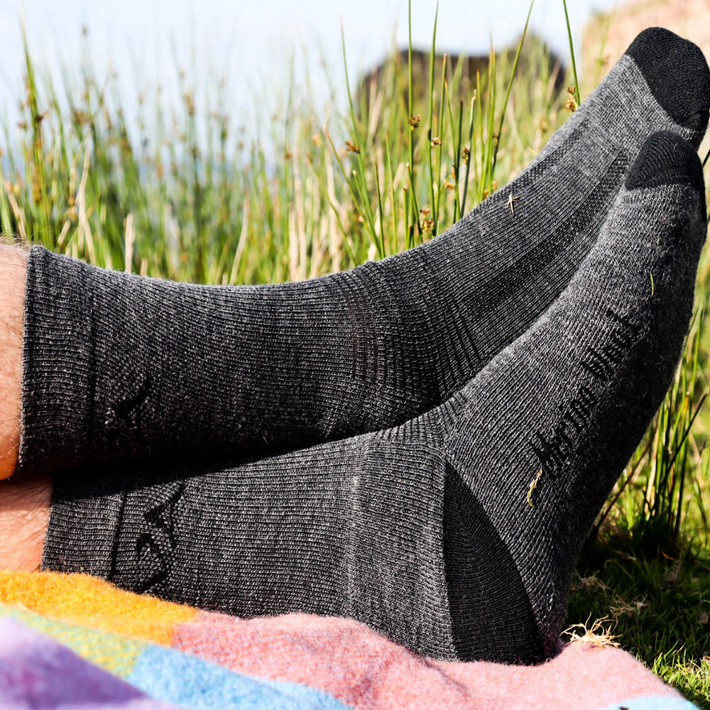 Alpine - Merino Wool Hiking Socks | For Milder Climates | Charcoal | Men (UK 7-11)