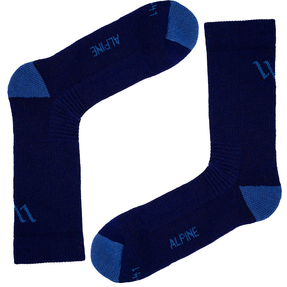 Alpine Merino Wool Hiking Socks For Milder Climates Navy