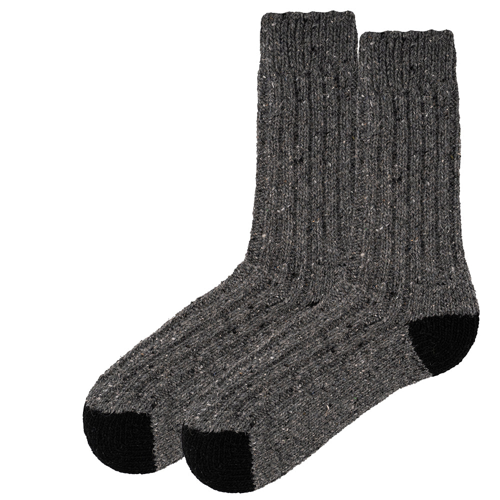 Tweed Wool Socks For Hiking / Wellington / Lounging Socks | Grey |Men (UK 7-11)