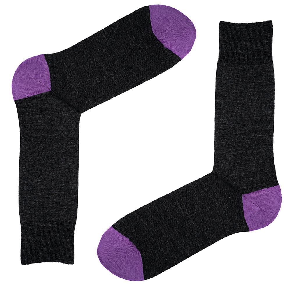 Wild Atlantic Sock Collection Luxury  Cotton Ribbed Socks Grey/Lilac | Men