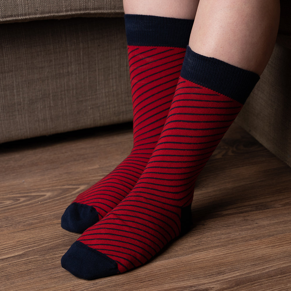 Wild Atlantic Sock Collection Luxury Diagonal Stripe Red Socks | Men