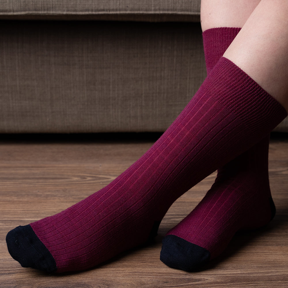 Wild Atlantic Sock Collection  Luxury Wool Ribbed Socks Fuscia/Navy | Men