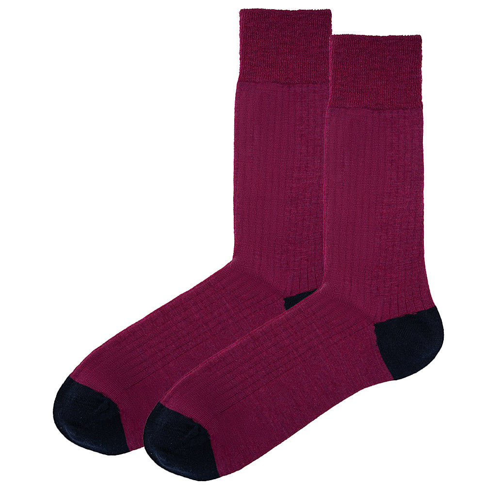 Wild Atlantic Sock Collection  Luxury Wool Ribbed Socks Fuscia/Navy | Men