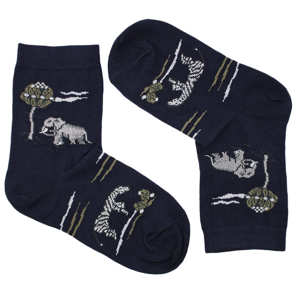 Jungle Parade Navy Crew Socks Size UK 12 - 3