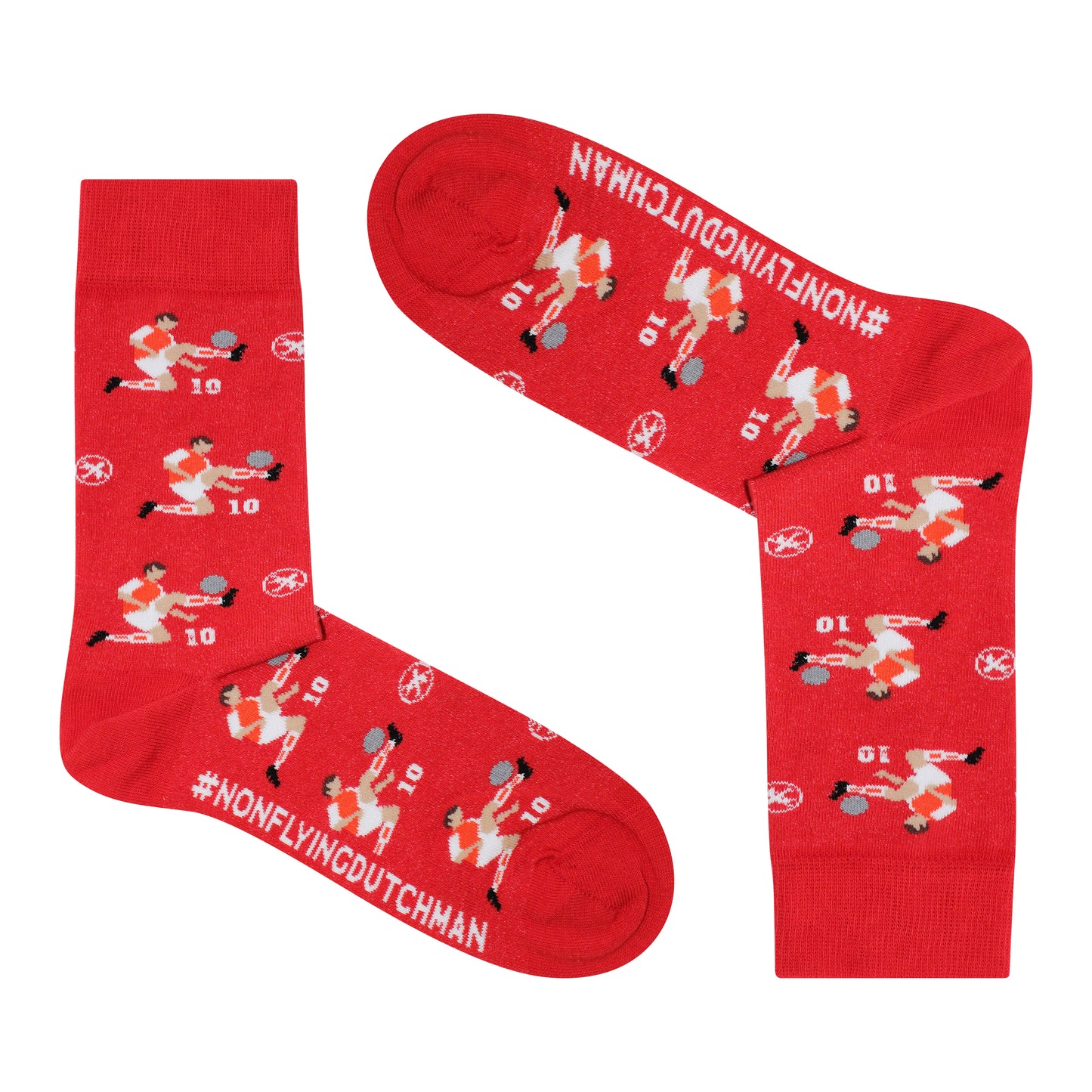 Bergkamp 'The No Flying Dutchman' | Retro Shirt Socks | Red | Size UK 7 - 11