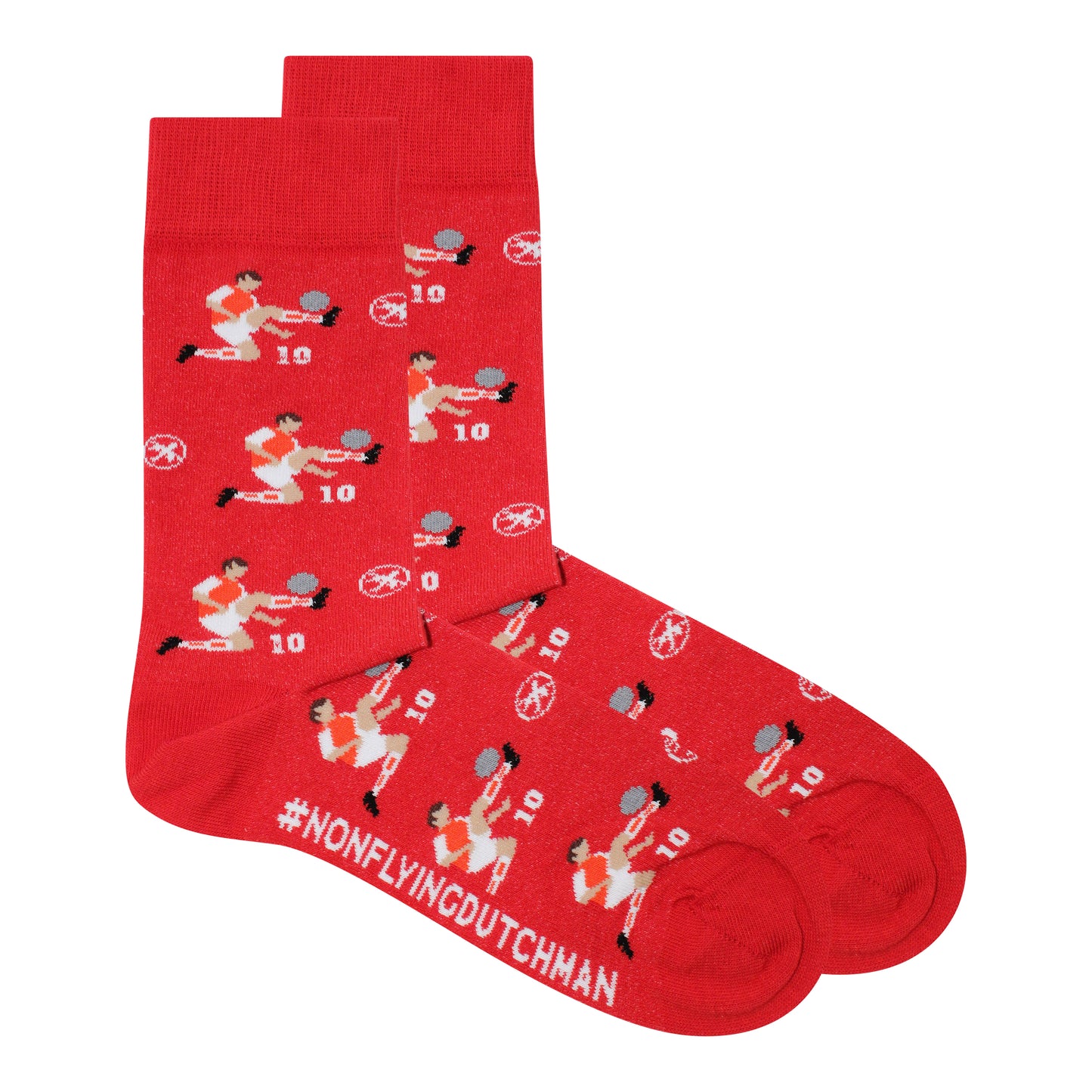 Bergkamp 'The No Flying Dutchman' | Retro Shirt Socks | Red | Size UK 7 - 11