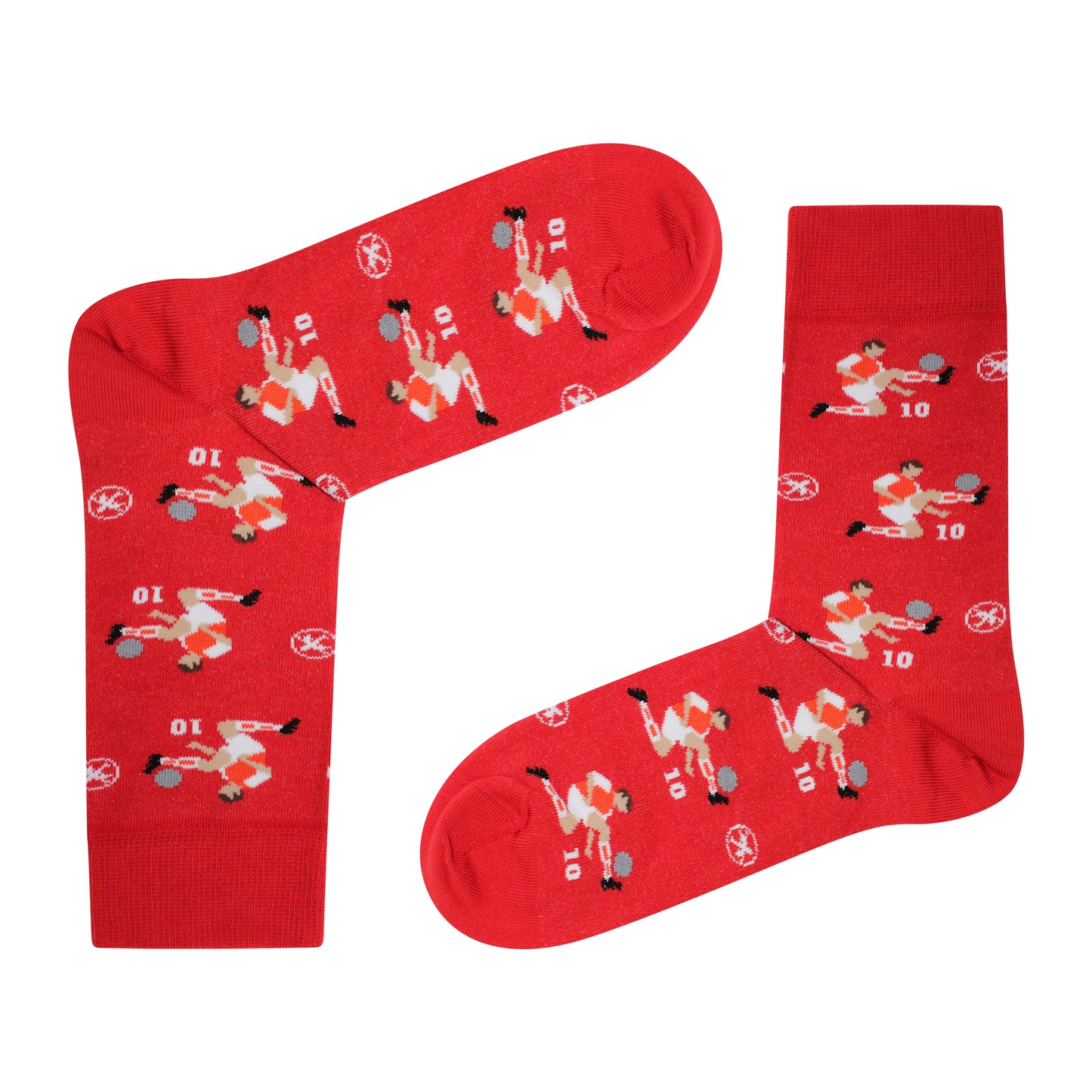 Bergkamp 'The No Flying Dutchman' | Retro Shirt Socks | Red | Size UK 7 - 11