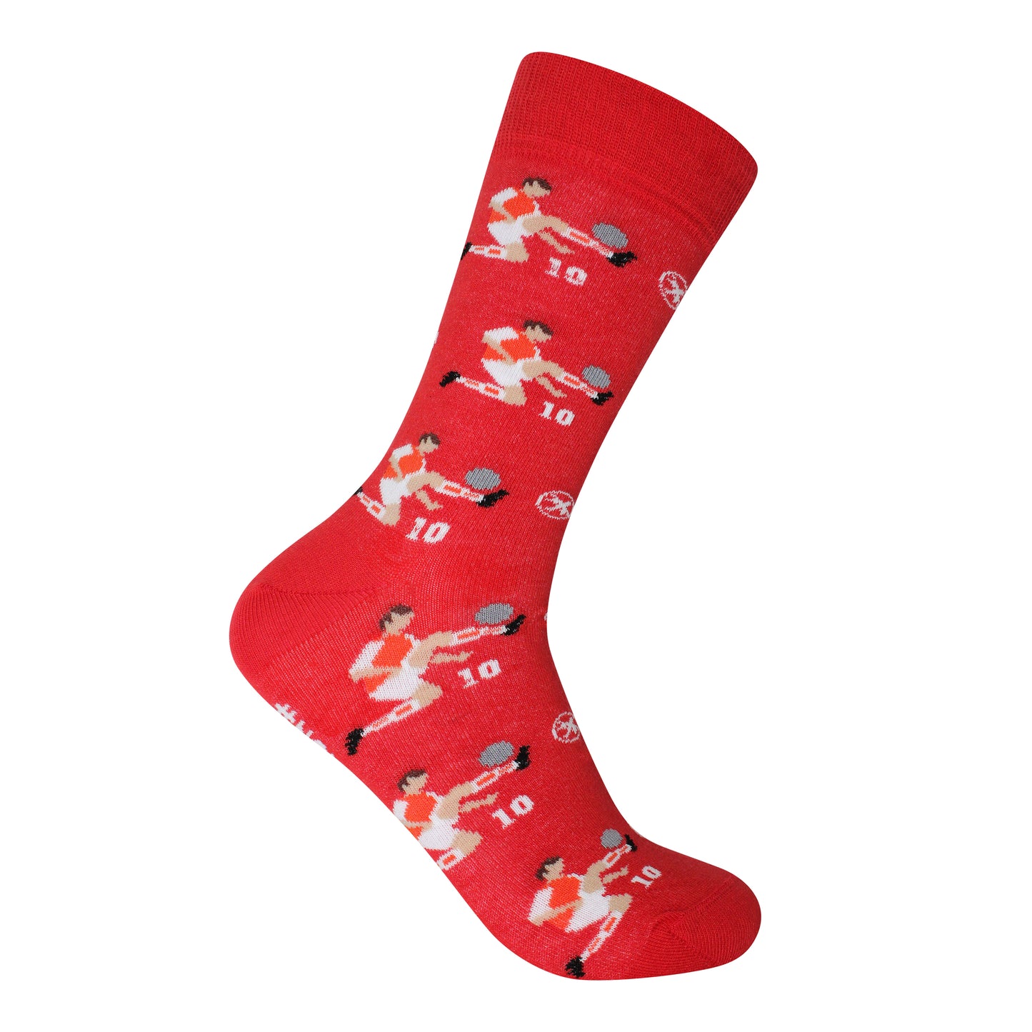 Bergkamp 'The No Flying Dutchman' | Retro Shirt Socks | Red | Size UK 7 - 11