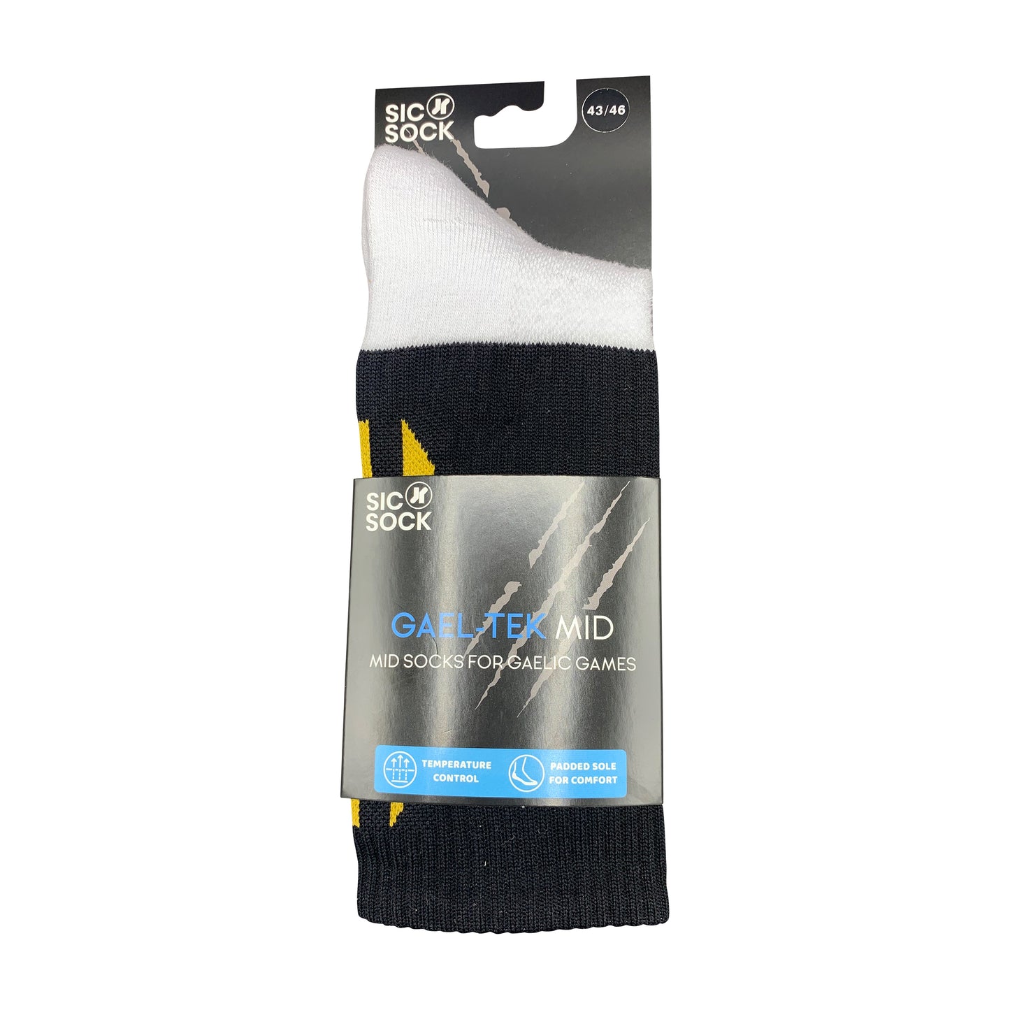 Gael-Tek Mid Socks For Gaelic Games | Black & Gold