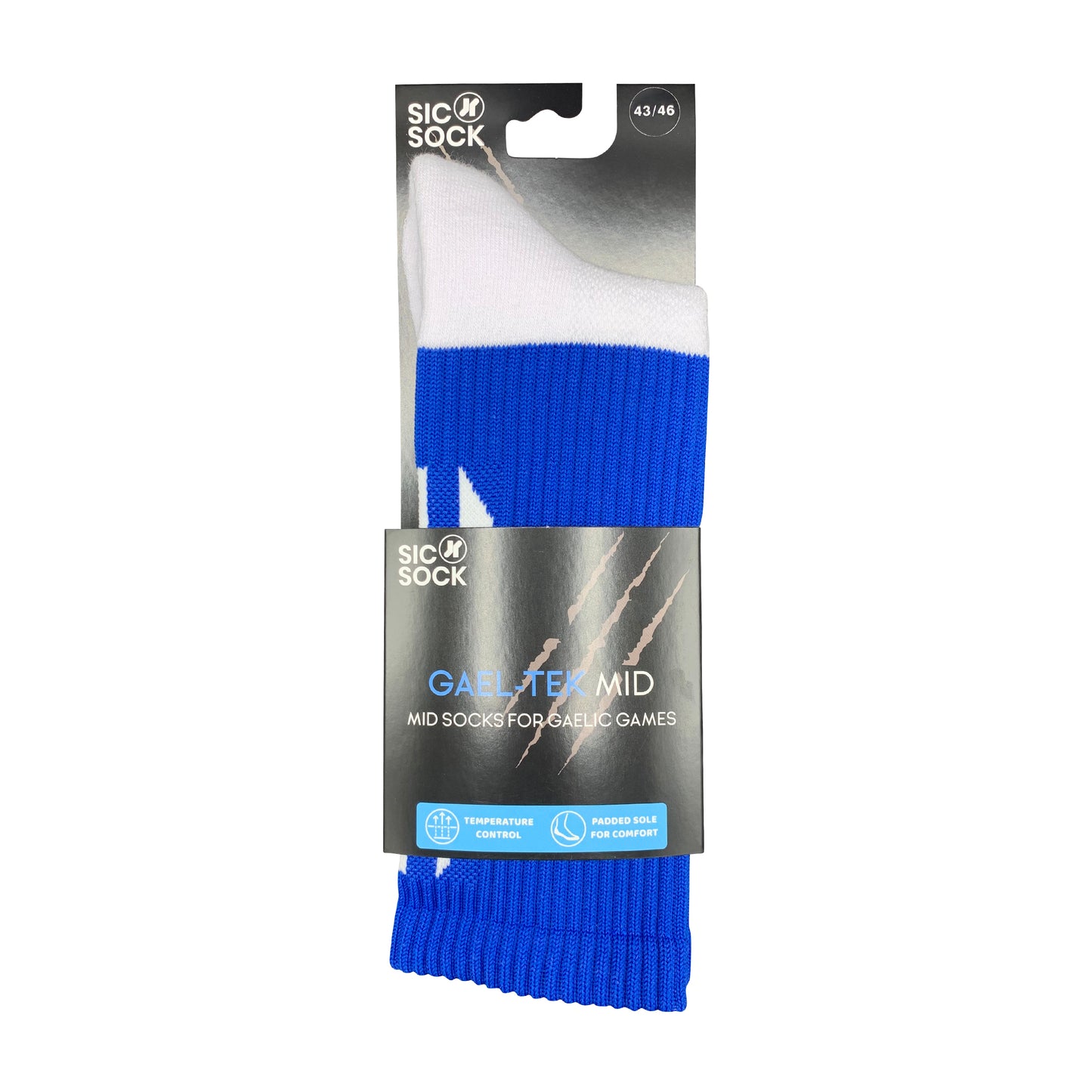 Gael-Tek Mid Socks For Gaelic Games | Blue & White