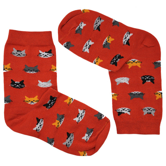 Whisker Haven Orange Kitty Crew Socks Size UK 12 - 3