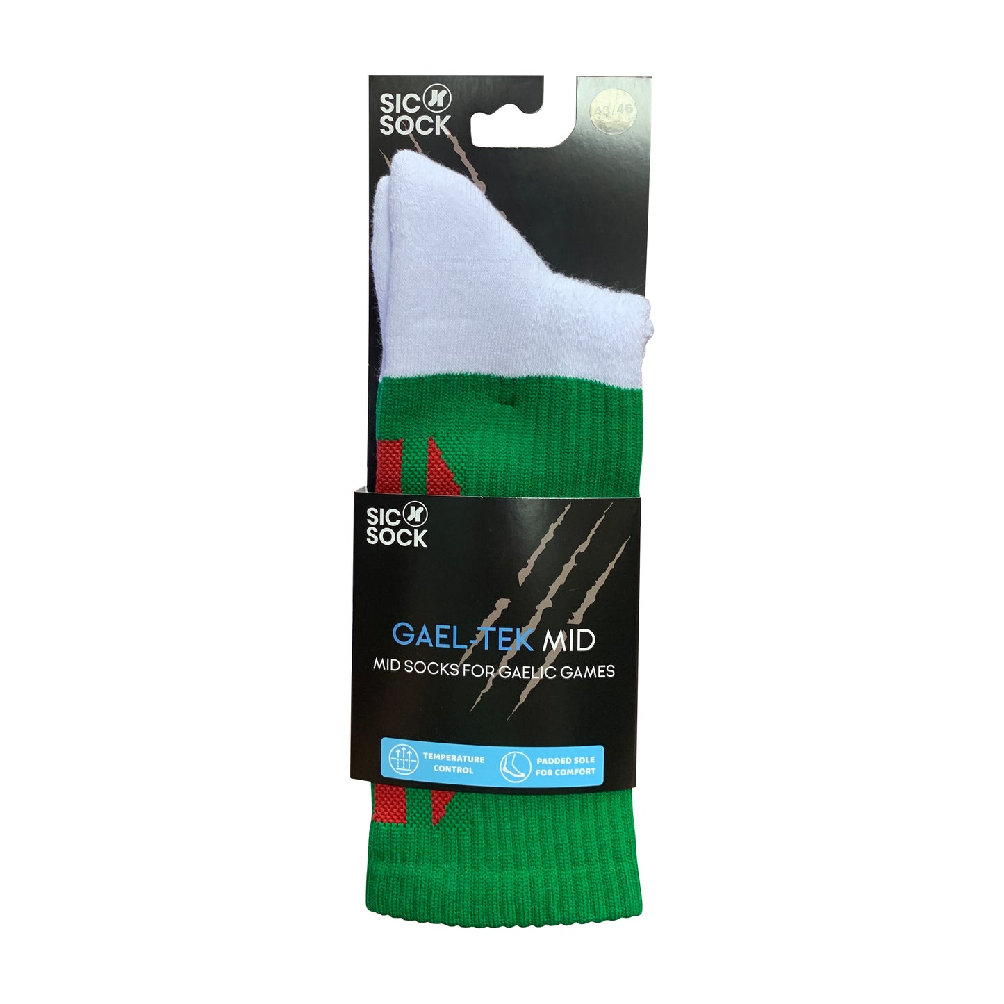 Gael-Tek Mid Socks For Gaelic Games | Green & Red