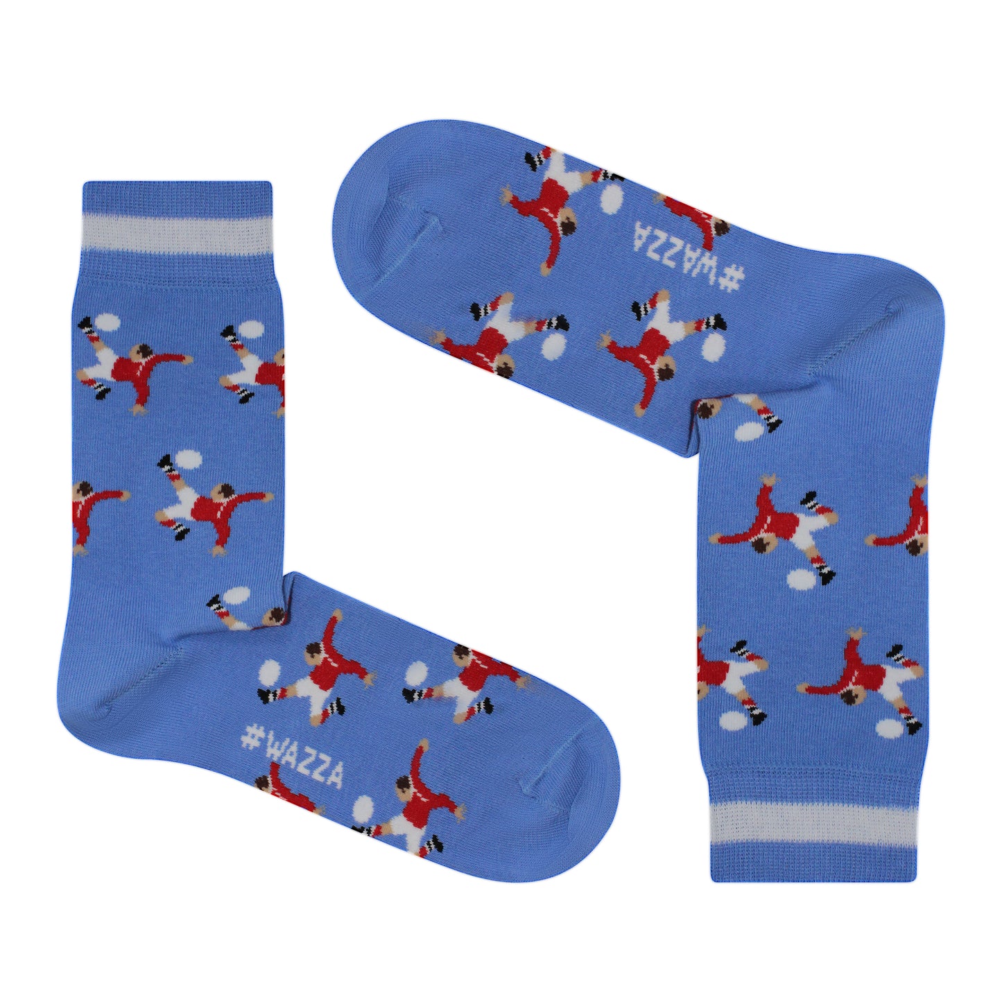 'Wazza' Bicycle Kick Tribute | Retro Shirt Socks | Blue | Size UK 7 - 11