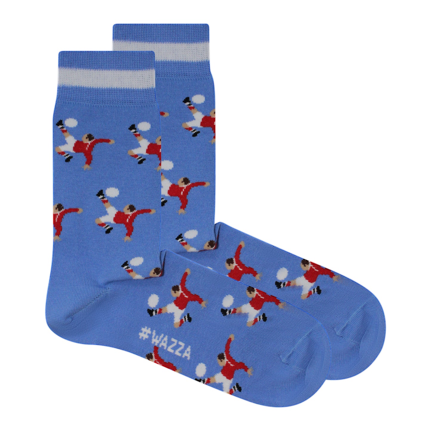 'Wazza' Bicycle Kick Tribute | Retro Shirt Socks | Blue | Size UK 7 - 11