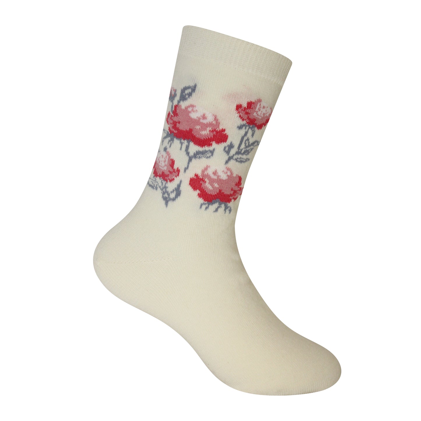 Petals of Elegance Cream Rose Socks Size UK 12 - 3