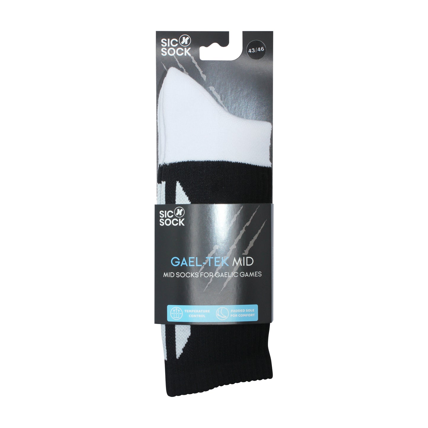 Gael-Tek Mid Socks For Gaelic Games | Black & White