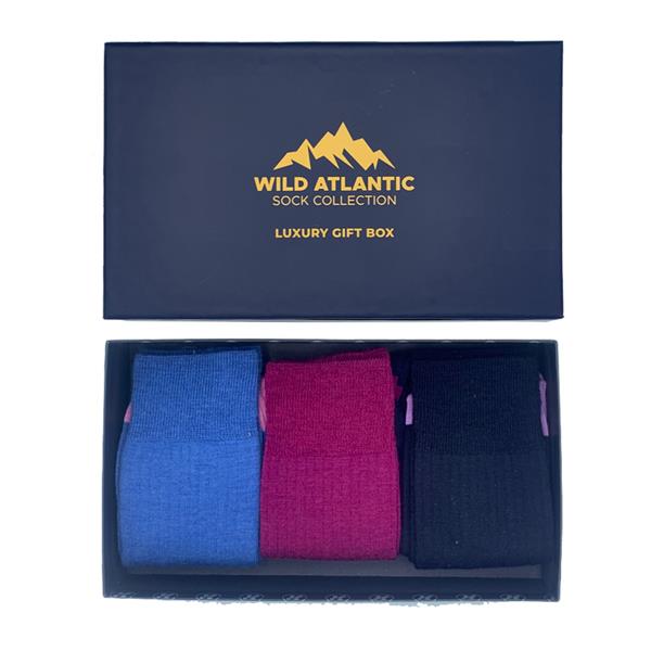 Luxury Wool Ribbed Socks - Connemara Gift Box Size UK 7 - 11