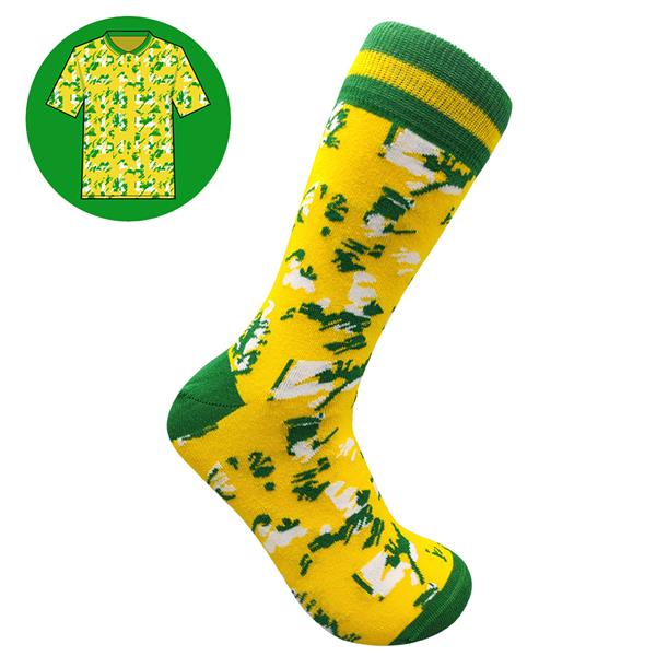 Norwich - Home 94 | Retro Shirt Socks | Yellow | Size UK 7 - 11