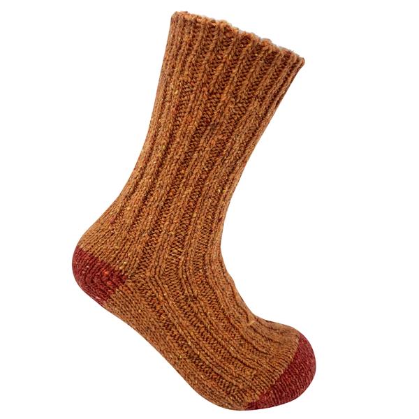 Tweed Wool Socks For Hiking / Wellington / Lounging Socks |Orange |Women (UK 4-7)