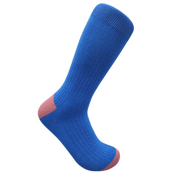 Wild Atlantic Sock Collection Luxury  Cotton Ribbed Socks Blue/Pink| Men