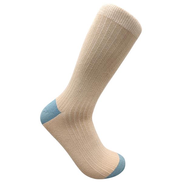 Wild Atlantic Sock Collection Luxury  Cotton Ribbed Socks Beige/Mint| Men