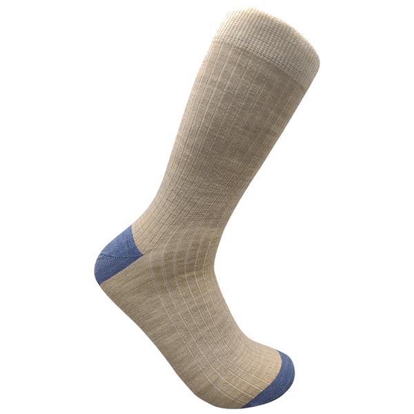 Wild Atlantic Sock Collection Luxury  Wool Ribbed Socks Beige/Blue | Men