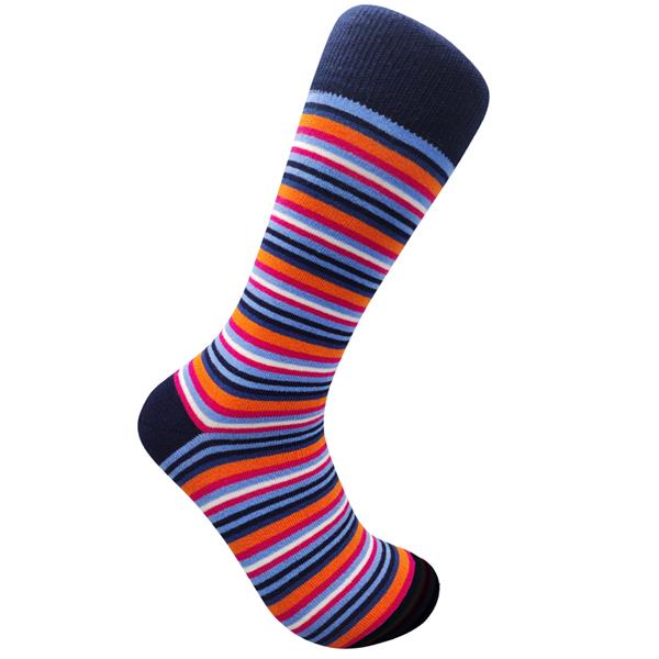 Wild Atlantic Sock Collection Luxury Navy Multistripe Socks | Men